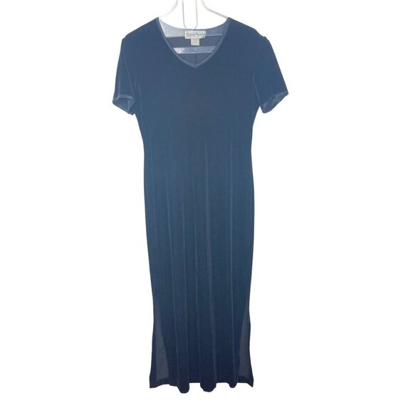 Vintage Ronni Nicole Black Velvet Maxi Dress Womens 4 Stretch 90s Y2K Prom Goth - Picture 2 of 11